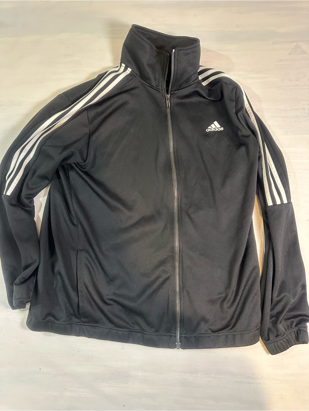 adidas Black Performance Track Jacket with White Stripes